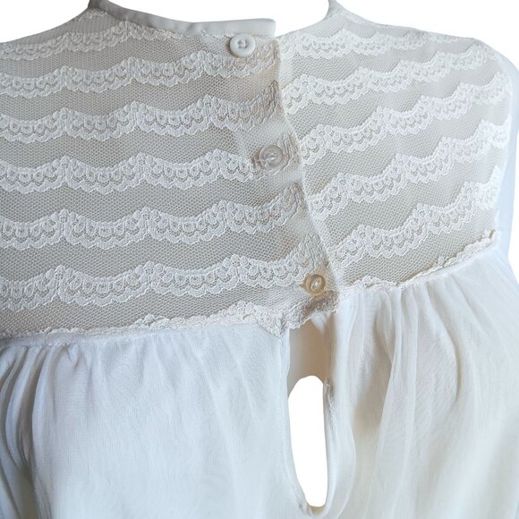 Vintage Women's Small Dress Nightgown Sears White Lace-Trimmed 1970's Hippy - Picture 3 of 8